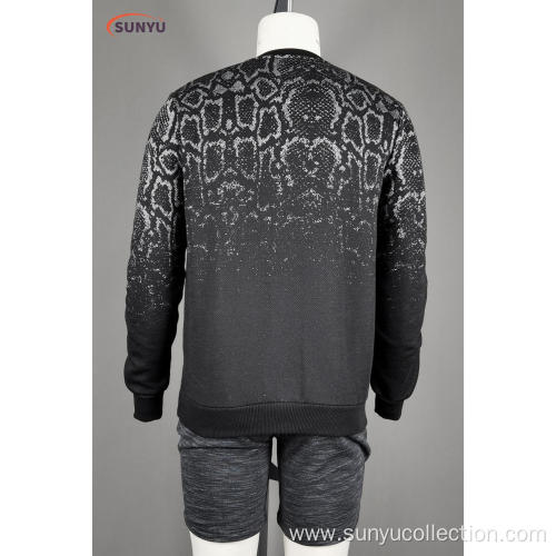 Men's jacquard long sleeve sweatshirt without hood